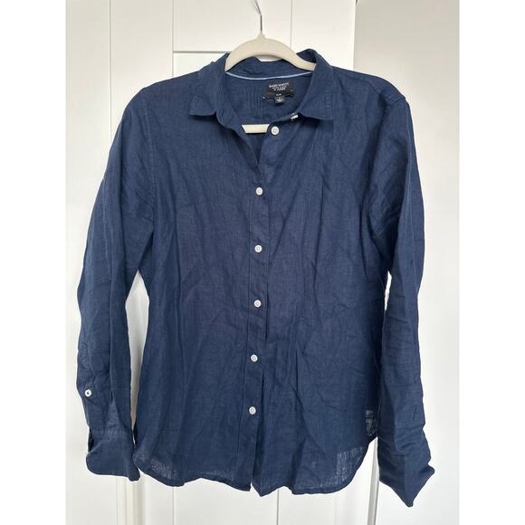 J. Crew Baird McNutt Irish Linen Women's Navy Long Sleeve Button Up, Size S, EUC - Picture 2 of 7